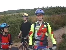 Preparing for the track descent to Selworthy at Dean's Lane, 19.6 miles into the ride